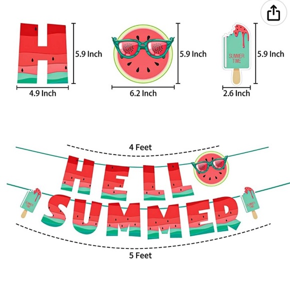 Lenugeo Watermelon Summer Party Decorations Set, Summer Fruit Themed - Picture 2 of 7